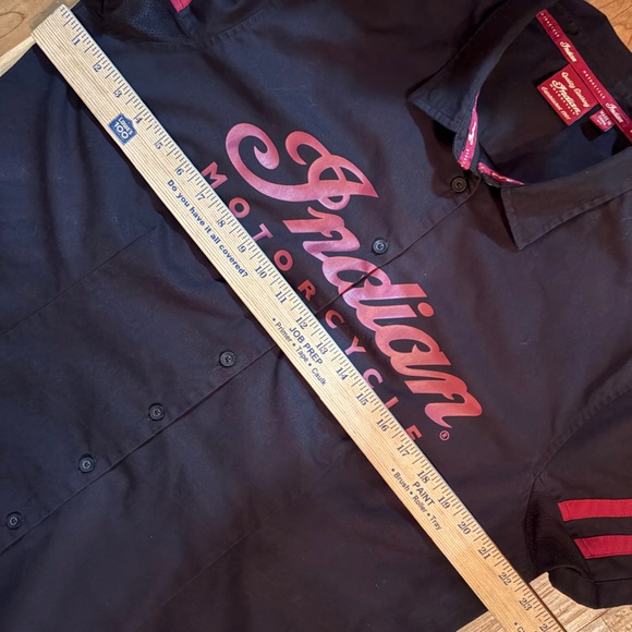 Indian Motorcycle Black & Red Short Sleeve Button-Up Shirt Women’s Size XL - Picture 7 of 8